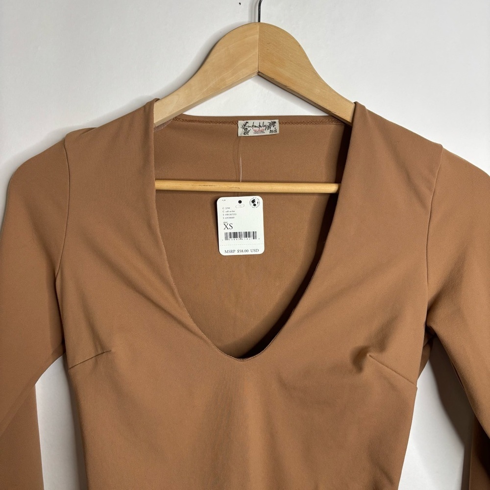 NWT Free People Cafe Au Lait Close Call Duo Bodysuit size XS - Picture 3 of 9